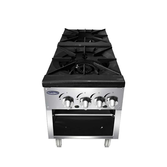 Cook Rite by Atosa ATSP-18-2, Stainless Steel Double Burner Stock Pot Stove, NEW!