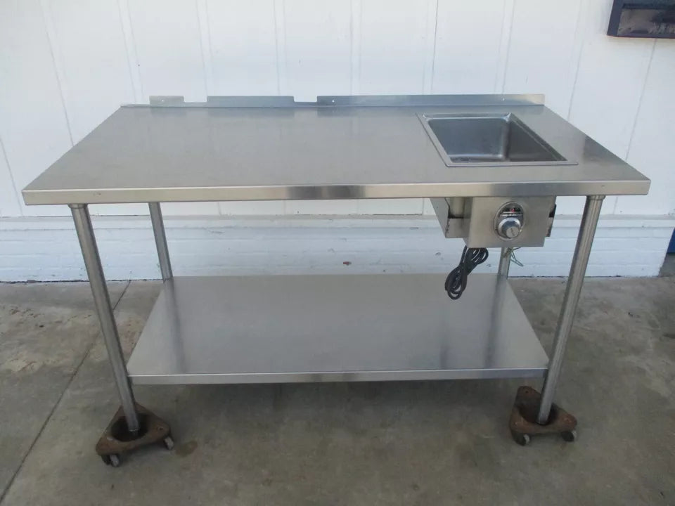 Wells MFG SS209D, Stainless Table with 1 Steam Well, 120V, 10A, TESTED, #9009