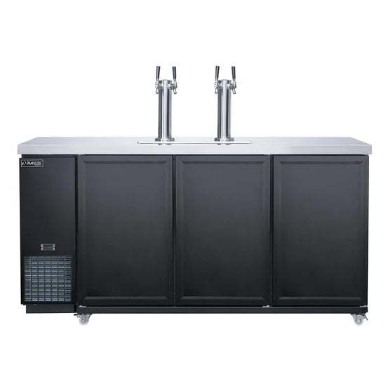 Dukers DKB72-M3, Swing-Door Dual Tower 4-Tap Beer Dispenser Kegerator, BRAND NEW