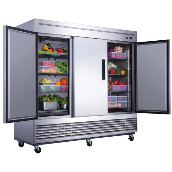 Dukers D83R, Stainless Steel Reach-In 3-Swing Door Refrigerator, BRAND NEW!