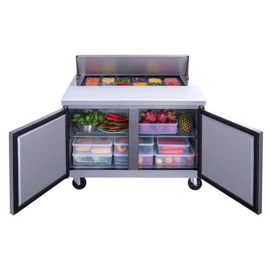 Dukers DSP48-12-S2, Commercial Refrigerated Food Prep Table w/ Standard Top, NEW!