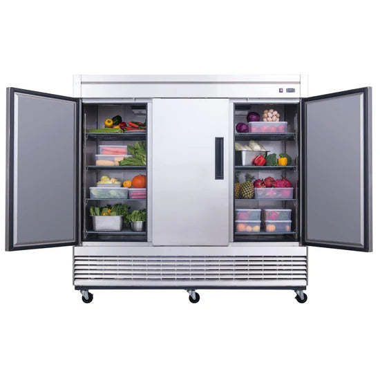 Dukers D83R, Stainless Steel Reach-In 3-Swing Door Refrigerator, BRAND NEW!