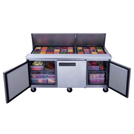 Dukers DSP72-30M-S3, Commercial Refrigerated Food Prep Table with Mega Top, NEW!