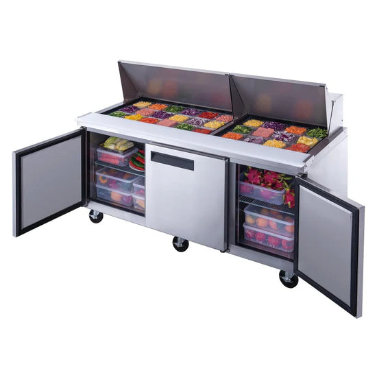 Dukers DSP72-30M-S3, Commercial Refrigerated Food Prep Table with Mega Top, NEW!