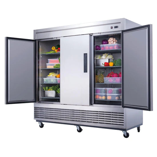 Dukers D83R, Stainless Steel Reach-In 3-Swing Door Refrigerator, BRAND NEW!