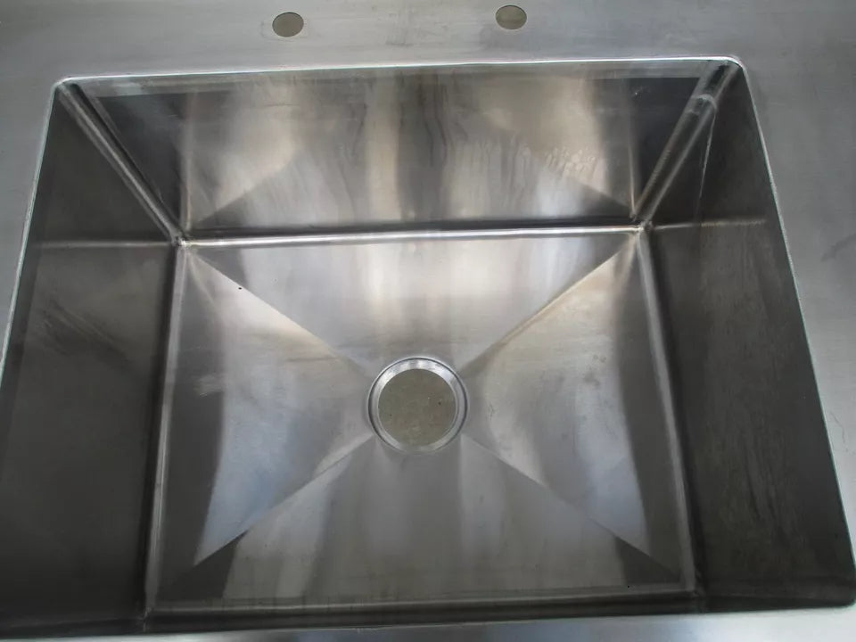 Custom 120"W x 30"D, Stainless Steel 3-Compartment Sink w/ Open Base, #8921