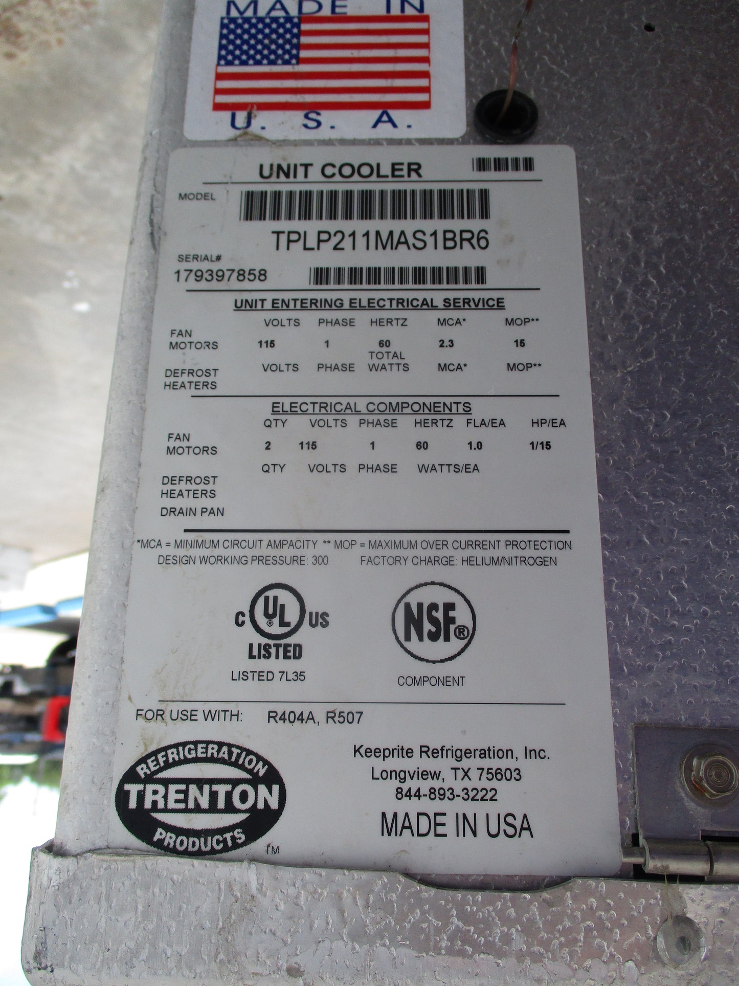 Trenton #TPLP211MAS1BR6 Low Profile Evaporator, YES it WORKS, #8061c