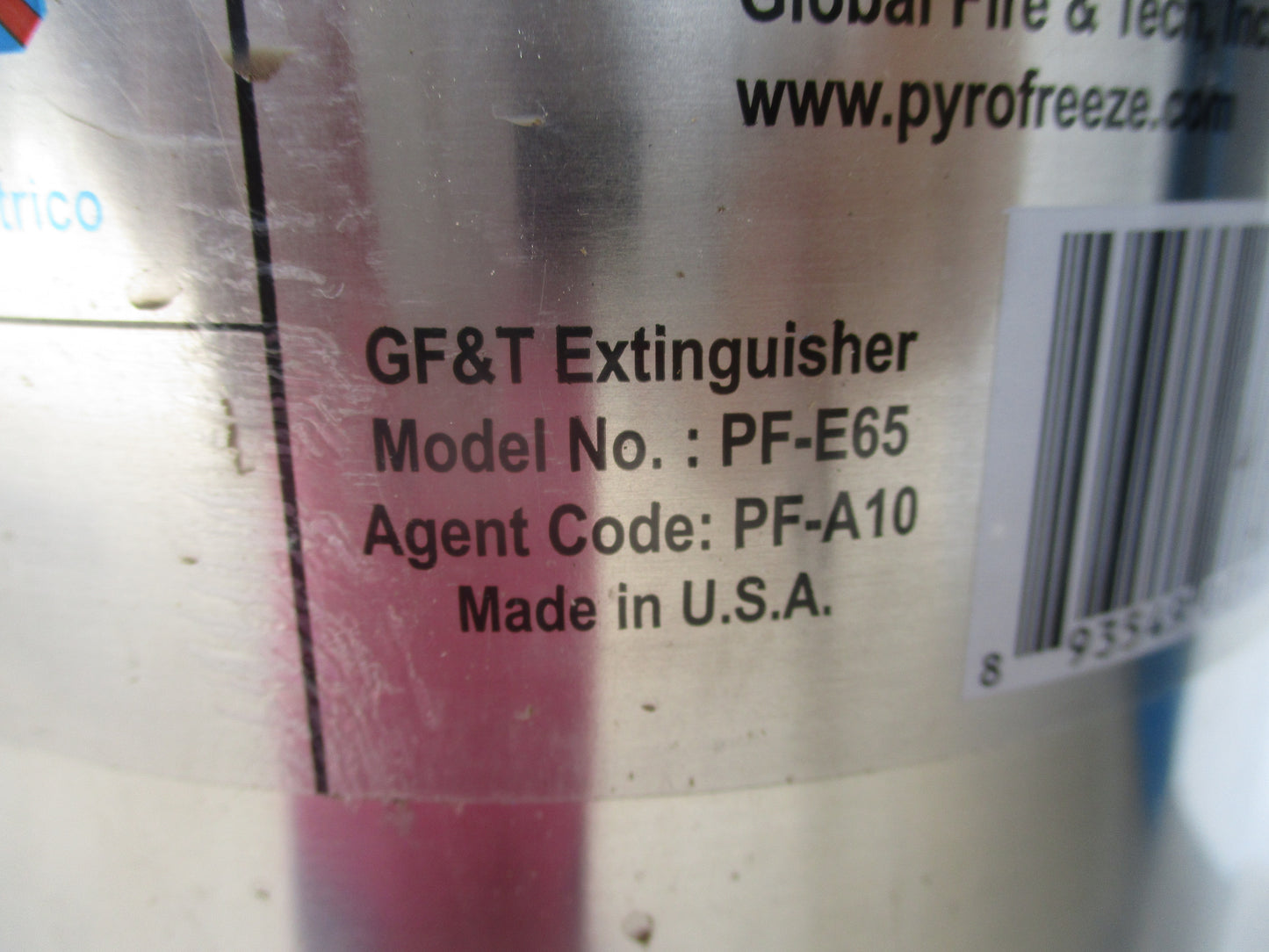 Global Fire & Tech PF-E65, PyroFreeze Extinguisher, CLASS K, New-Old Stock #8072