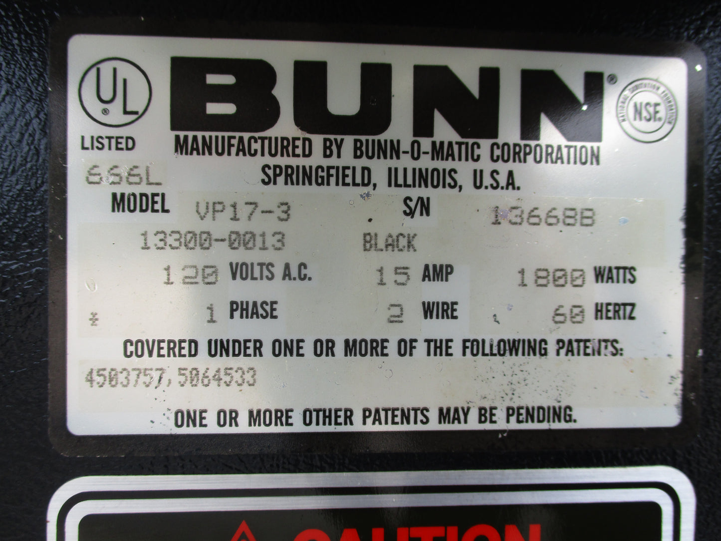 Bunn 13300.0013 VP17-3 Low Profile Pourover Coffee Brewer w/ 3 Warmers, 120v, PH1, TESTED, #8695-D