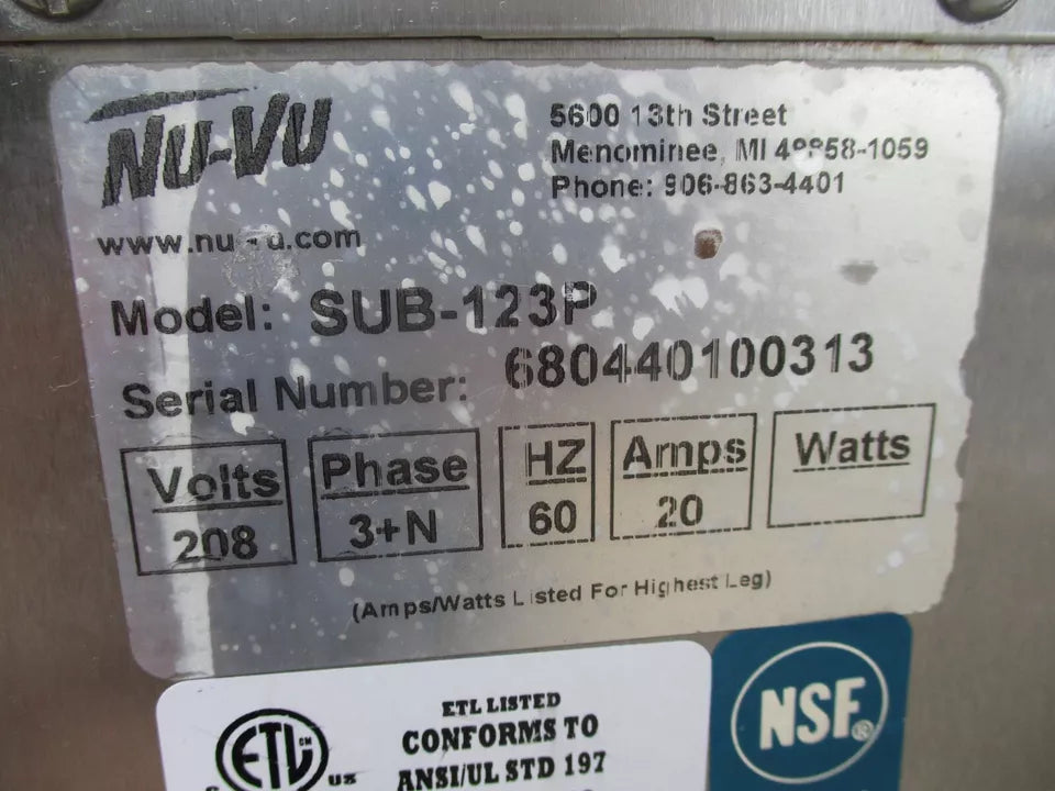 NU-VU by Subway SUB-123P, Premium Stainless Steel Oven/Proofer, TESTED, #8729