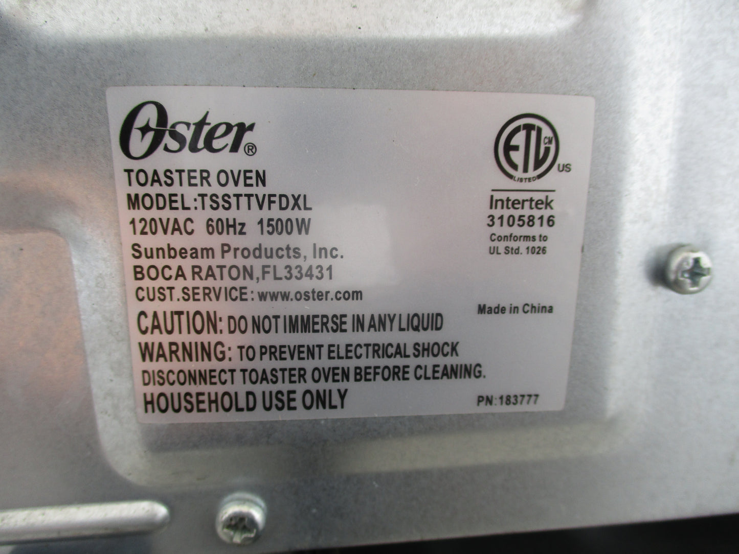 Oster TSSTTVFDXL Manual French Door Oven, Stainless Steel, TESTED, #8775