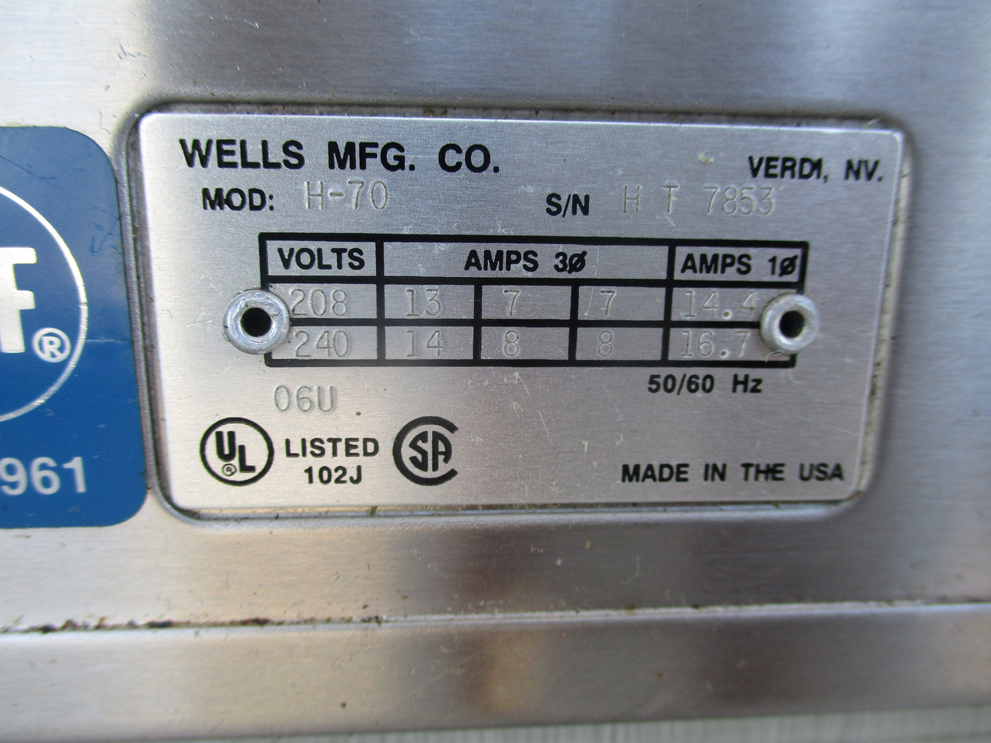 Wells H-70 Electric (2) Burner Hotplate, 208/240v, TESTED, #8914