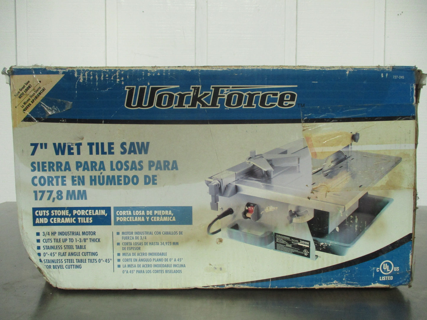 Workforce THD550, 7" Wet Tile Saw, 3/4 HP, 120v, 60Hz, 4A, TESTED, #8940