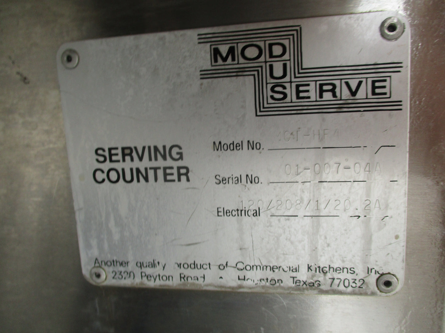 Mod-U-Serve MCT-HF4 4-well Steam Table, 120-208v, PH1, 20.2A, TESTED, #9047