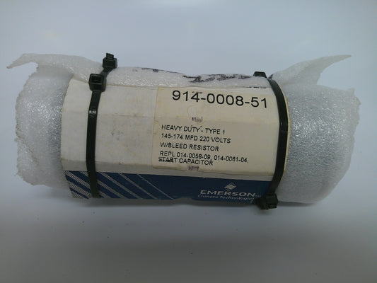 Emerson 914-0008-51 Start Capacitor w/ Bleed Resistor, NEW-OLD STOCK, #9105