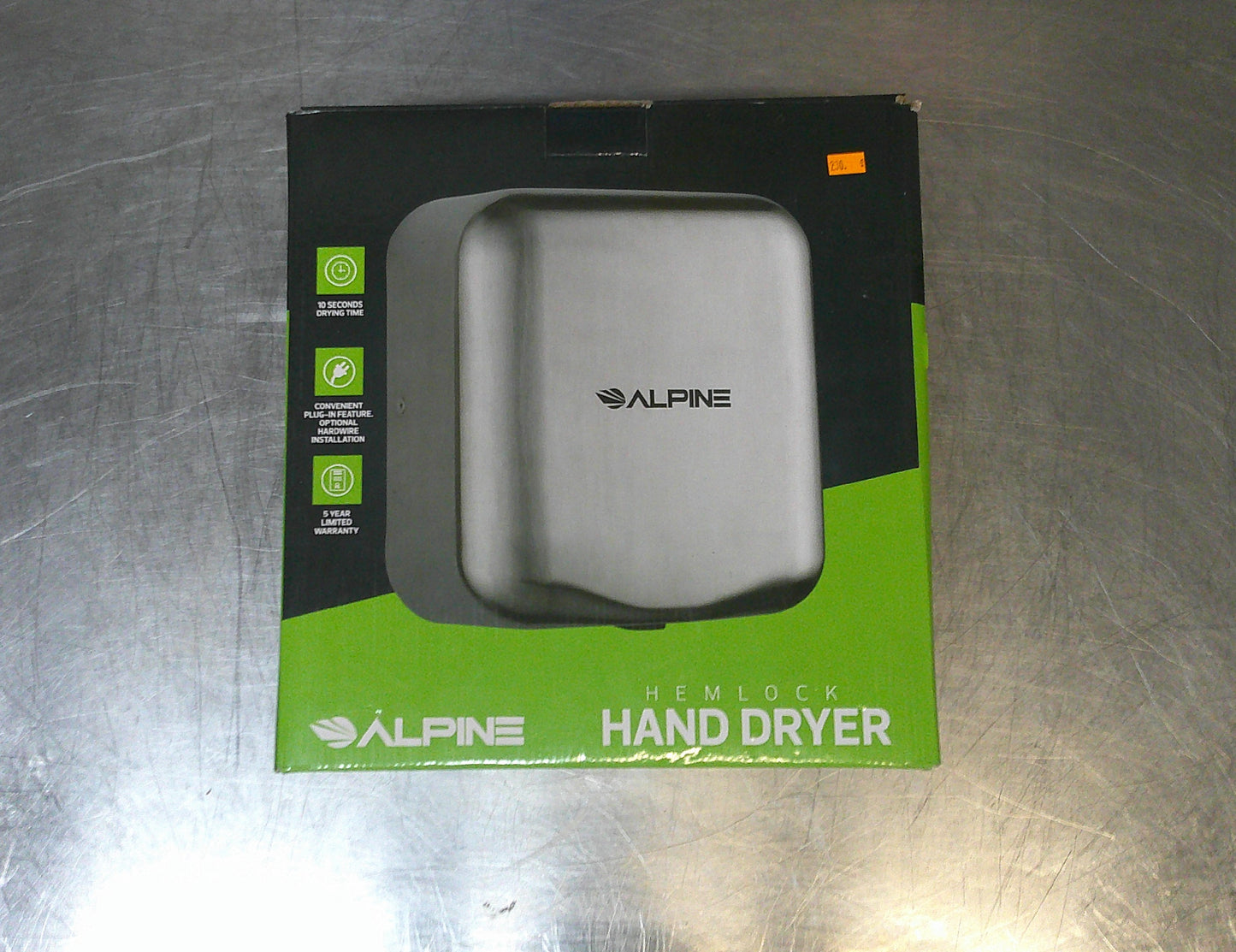 Alpine 400-10-SSB Automatic Hemlock Hand Dryer, Stainless Steel, NEW, #9124