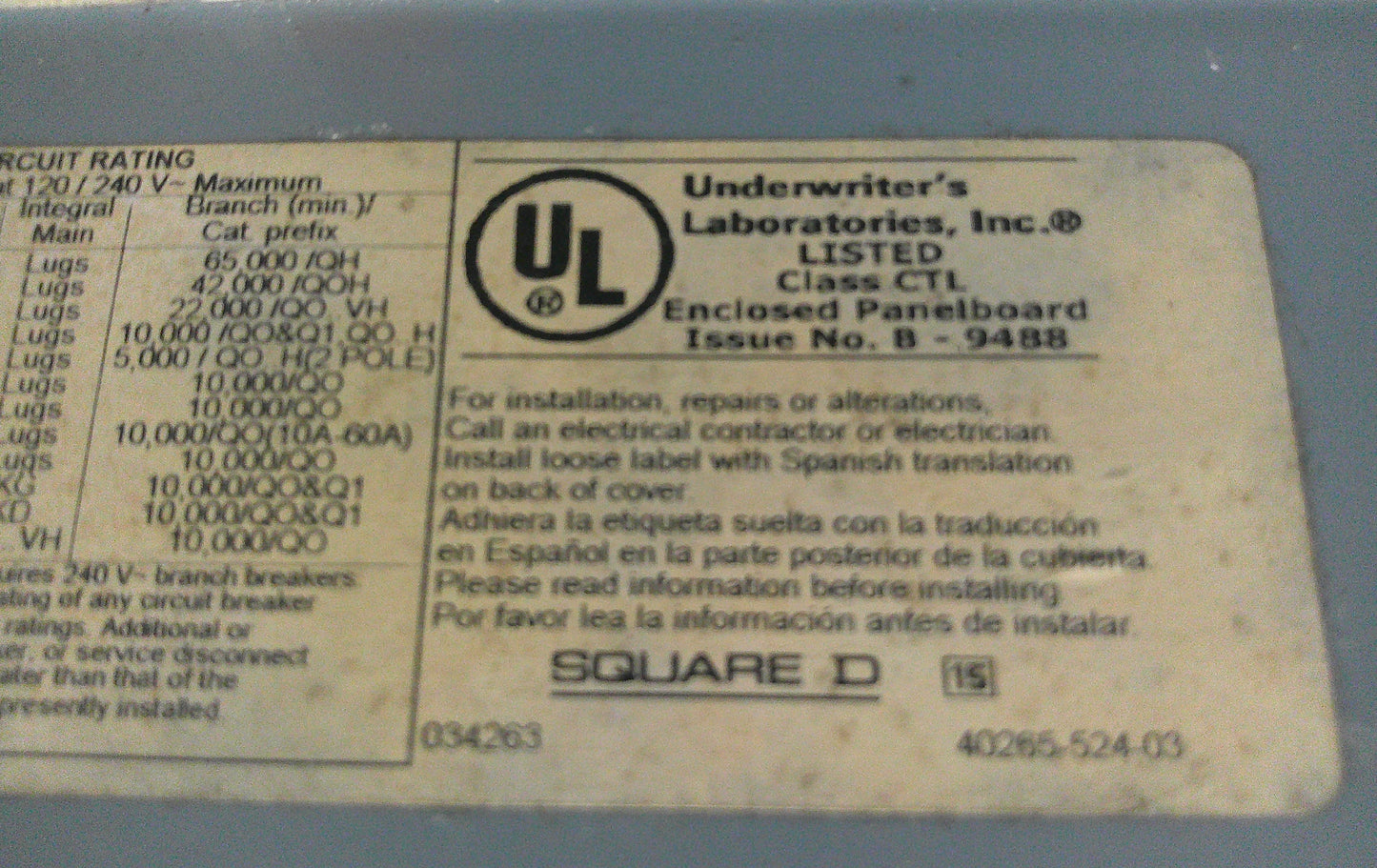 Square D R3 Series, Breaker Box, Reliable Electrical Solutions, #9129