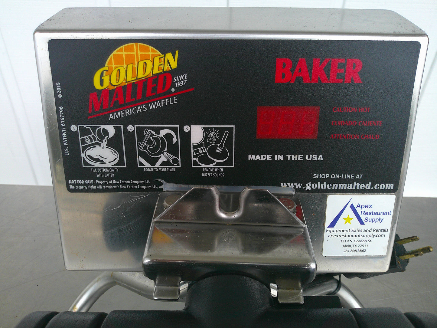 Carbon's Golden Malted RT-P, TEXAS-SHAPED BELGIAN Waffle Maker, TESTED, #9218