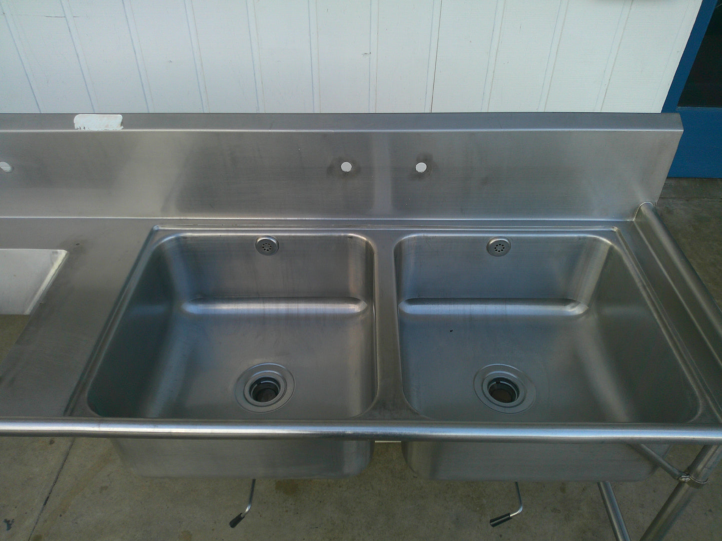 Stainless Steel 2-Compartment Sink w/ Drain Board and Trash Chute, #9313