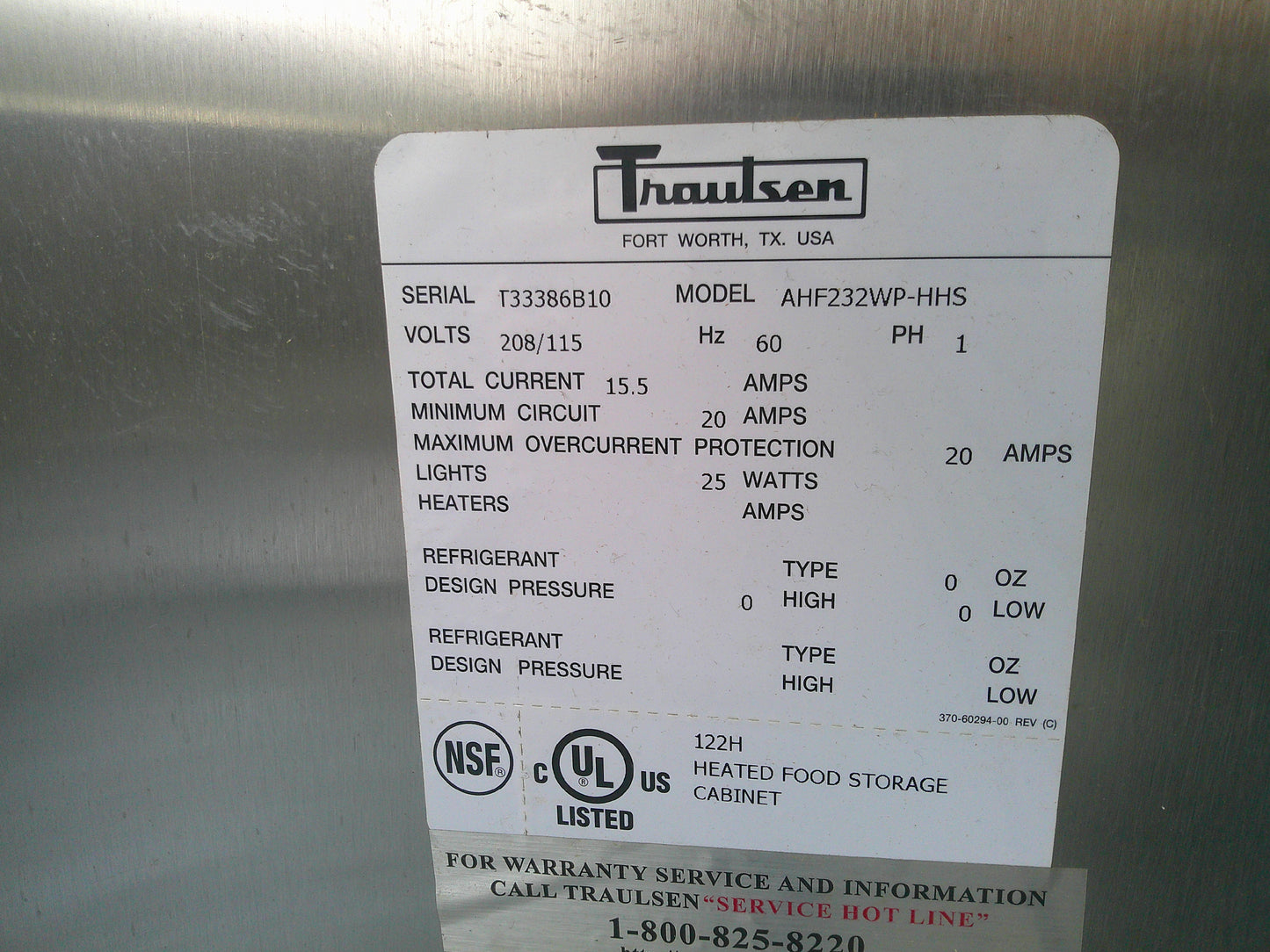 Traulsen AHF232WP-HHS, Double Half Door, Pass-Through Warmer, TESTED, #9354c