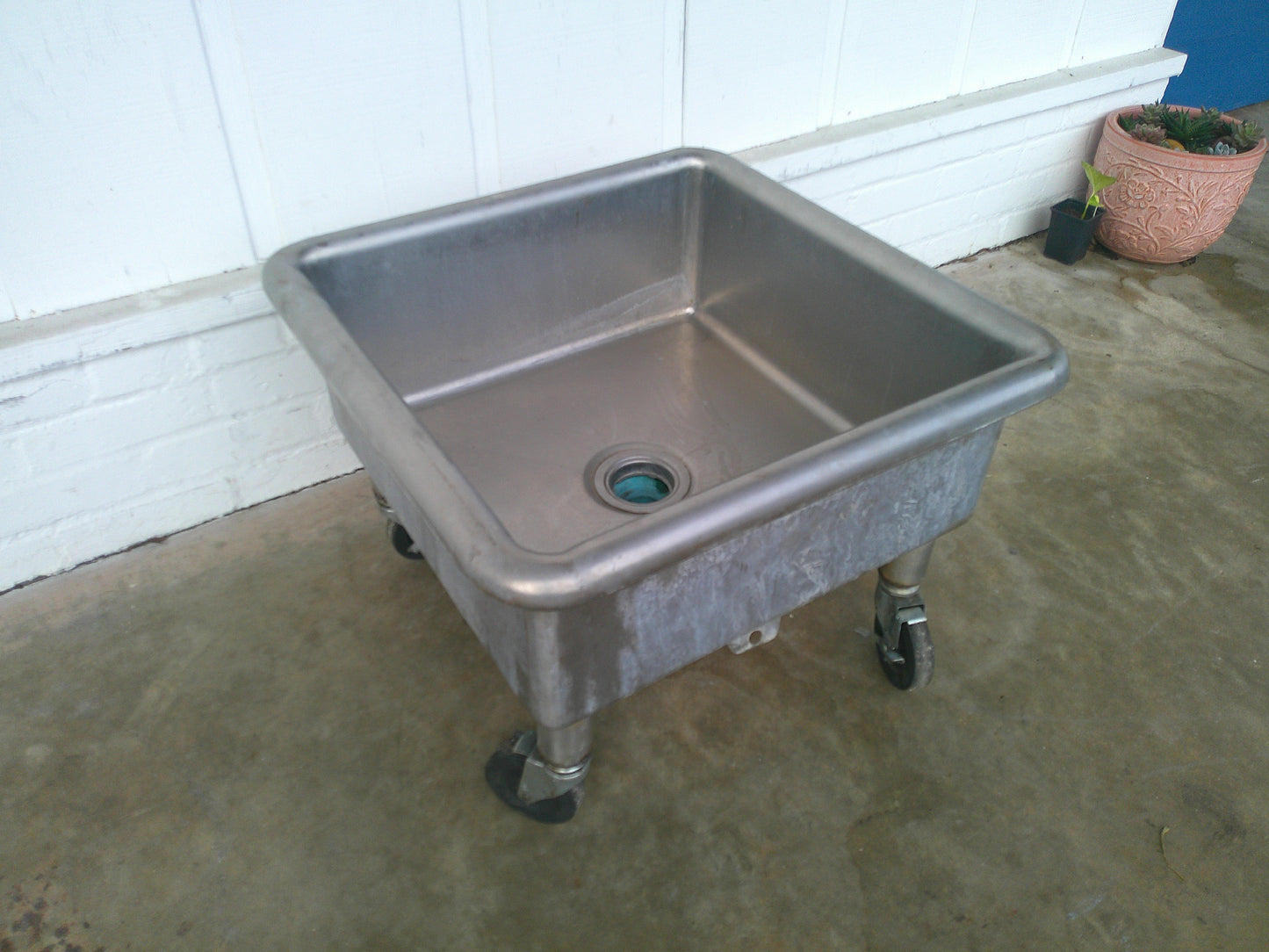 Stainless Steel Mobile Utility Mop Sink, with Locking Casters, #8619-B