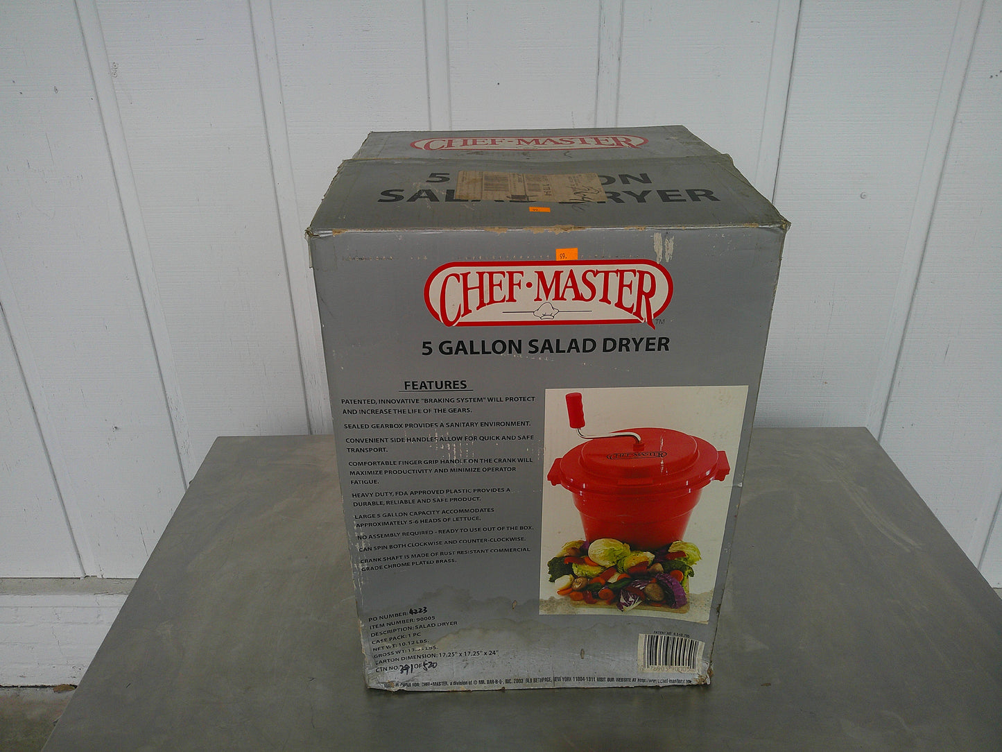 ChefMaster 90005, Commercial 5 Gallon Salad Spinner, NEW-OLD STOCK, #9537