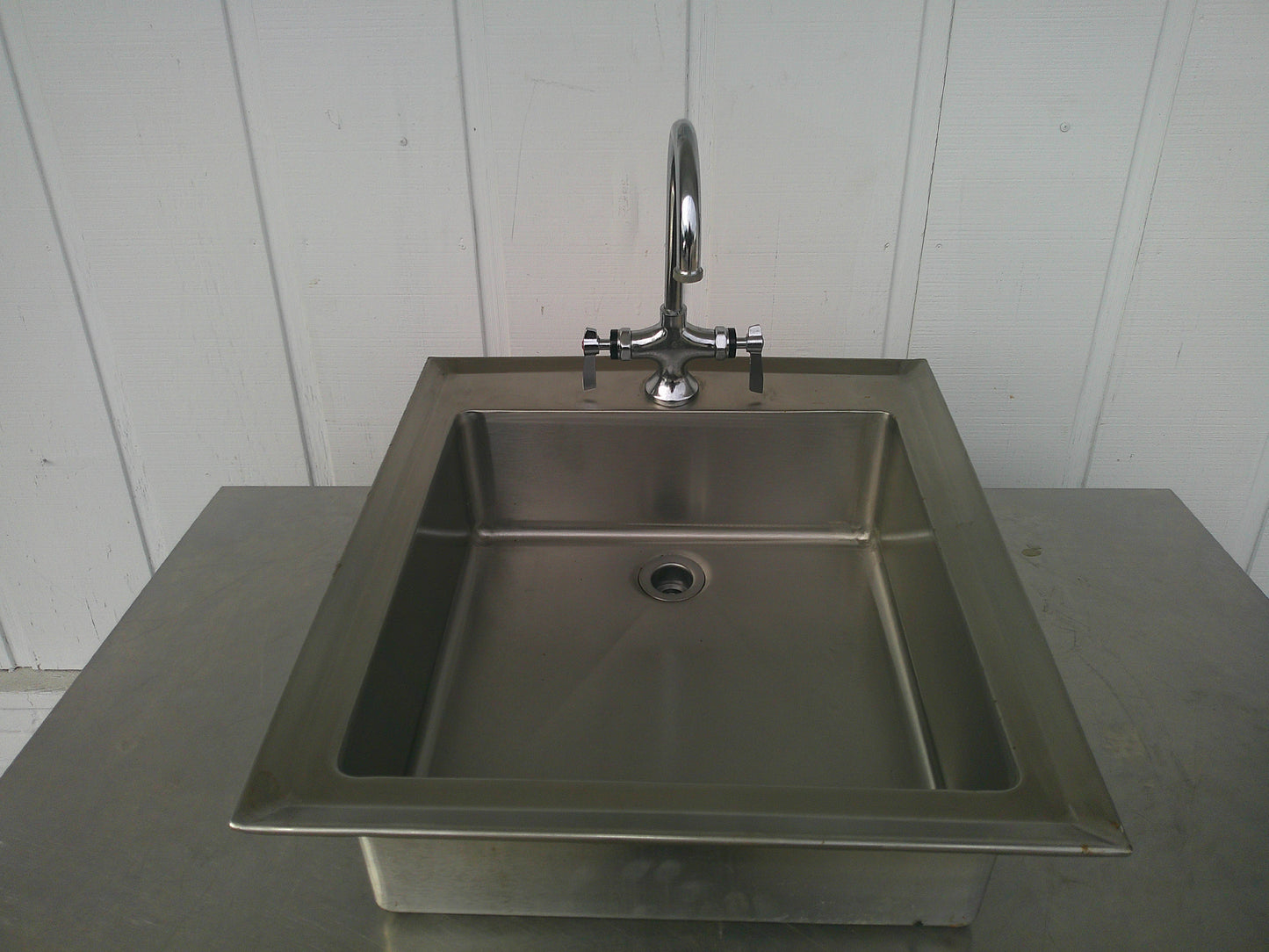 Stainless Steel Drop-In Sink with Faucet Mount, 18"W x 18"D x 7"H Bowl, #9389