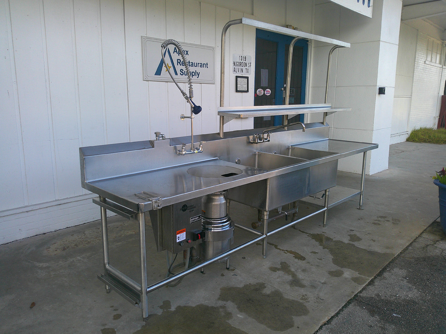 Stainless Steel Wash Table w/ 2-Comp Sink, Disposal System & Storage, TESTED, #9352c