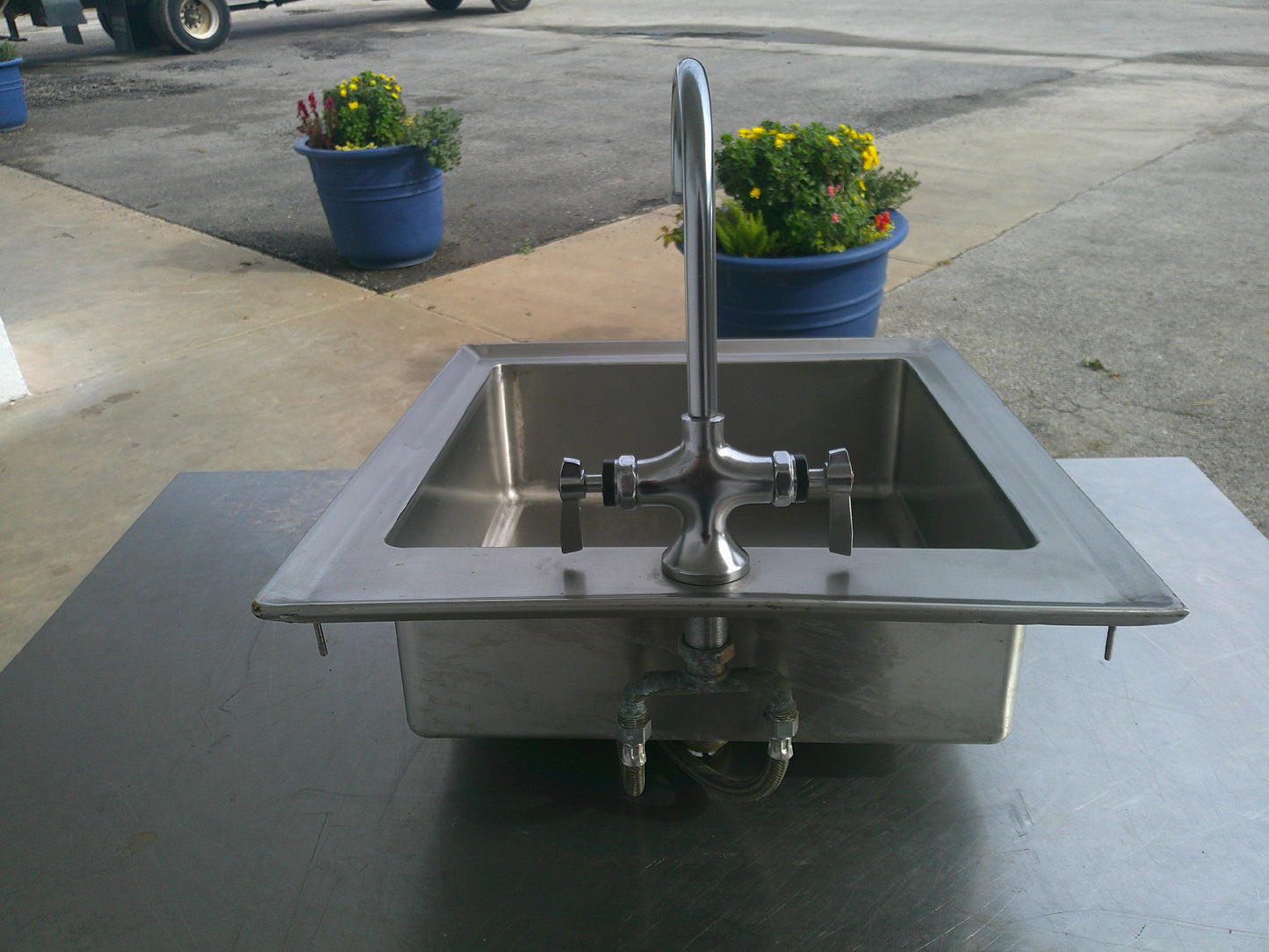 Stainless Steel Drop-In Sink with Faucet Mount, 18"W x 18"D x 7"H Bowl, #9389