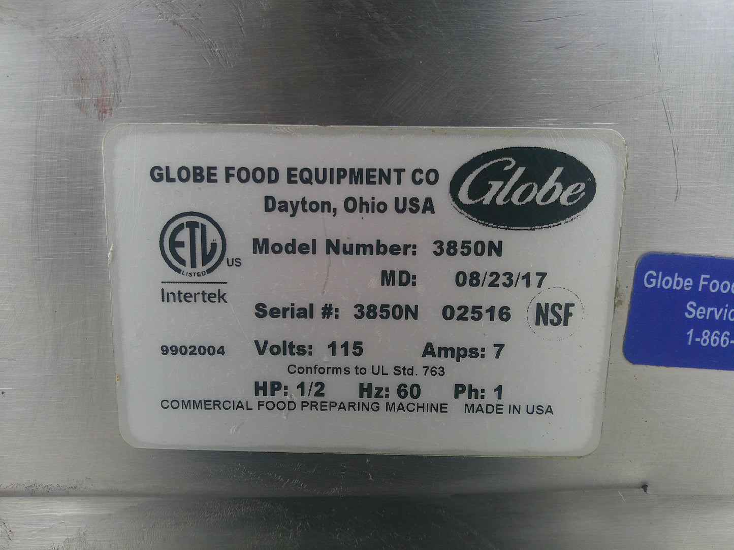 Globe 3850N, Heavy Duty Automatic 2-Speed Slicer, 13" Blade, TESTED, #9078