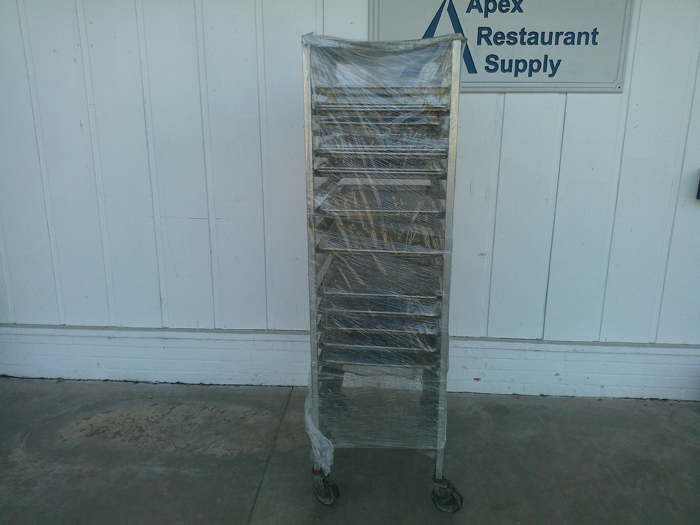 Mobile Commercial Lightweight Aluminum Sheet Pan Rack w/ Cover and Pans, #9485c