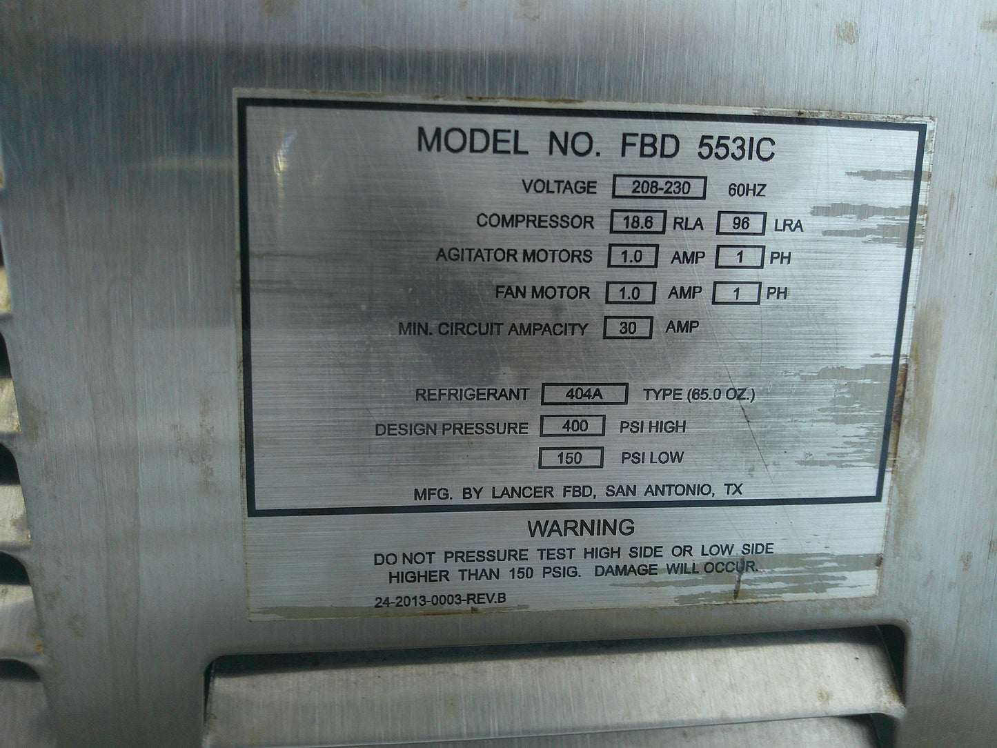 SunnySky FBD-553IC Frozen Drink Machine, PARTS ONLY, TURNS ON, NOT TESTED, #9079c