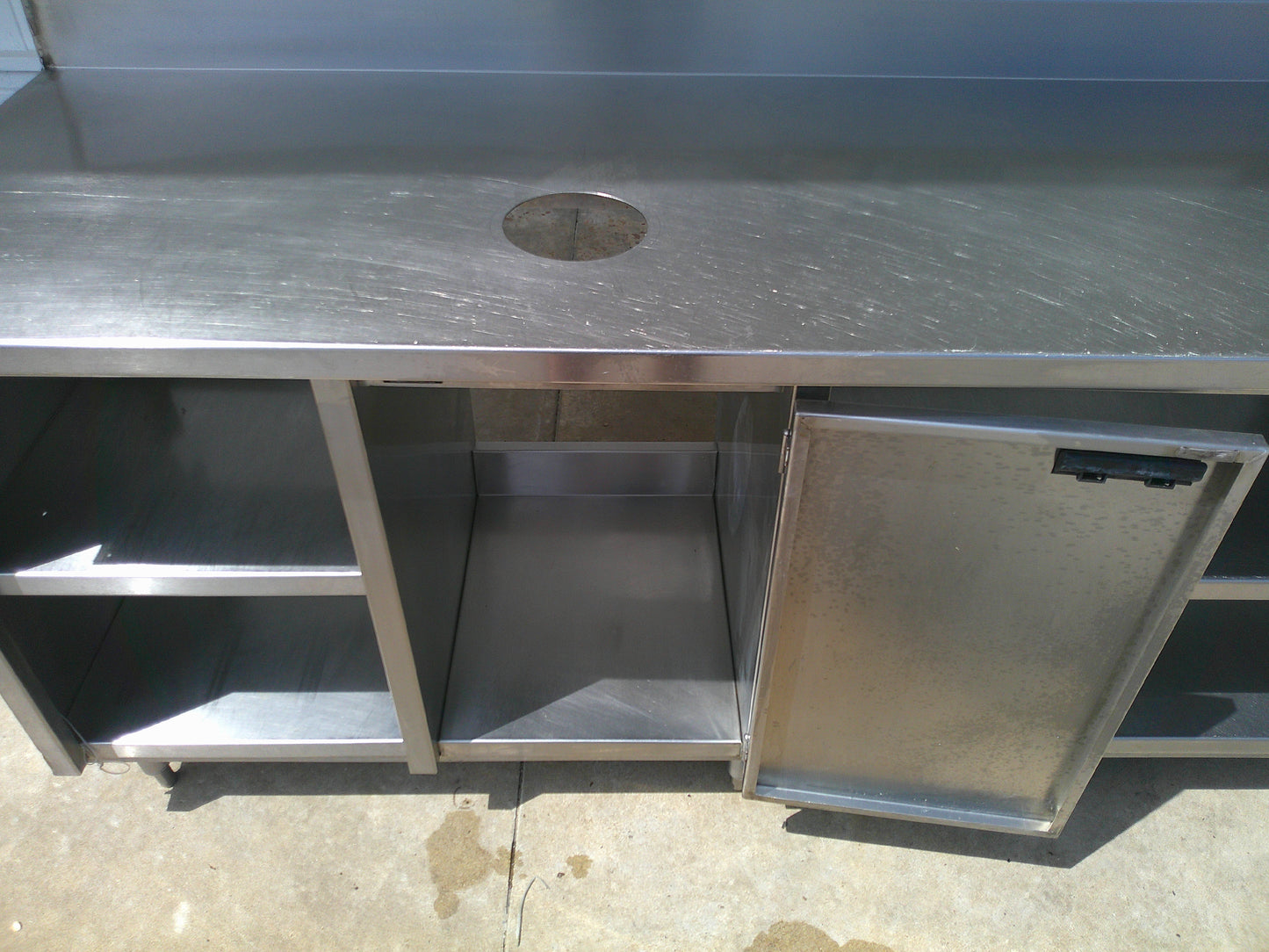 Stainless Steel Prep Worktable with Undershelves & Trash Disposal Storage, #9222