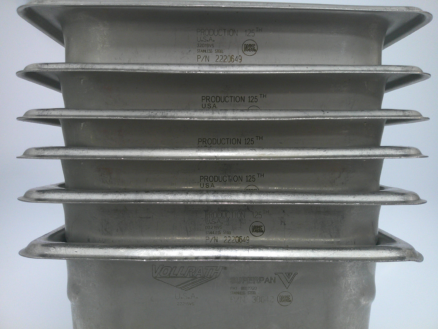 Vollrath 2220649, Set of 6 Food Pans, 22g Stainless Steel, 1/6 Size x 4", #9299