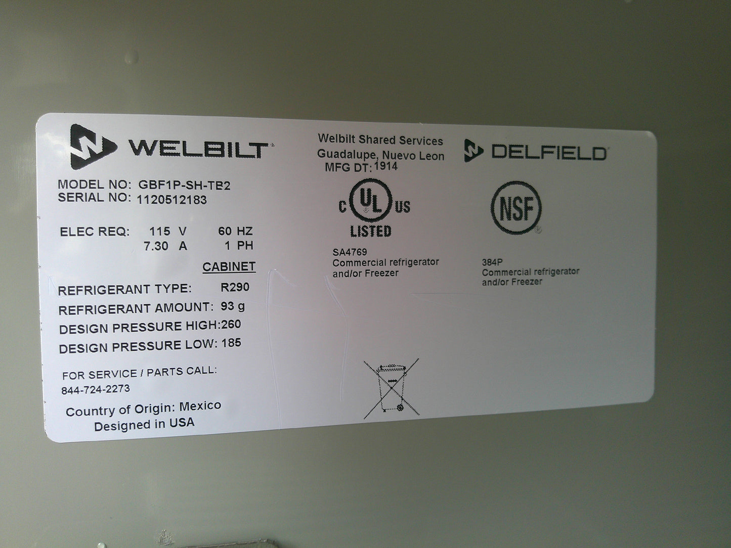 Delfield GBF1P-SH-TB2, Single Section Half Door Reach-in Freezer, TESTED, #9527