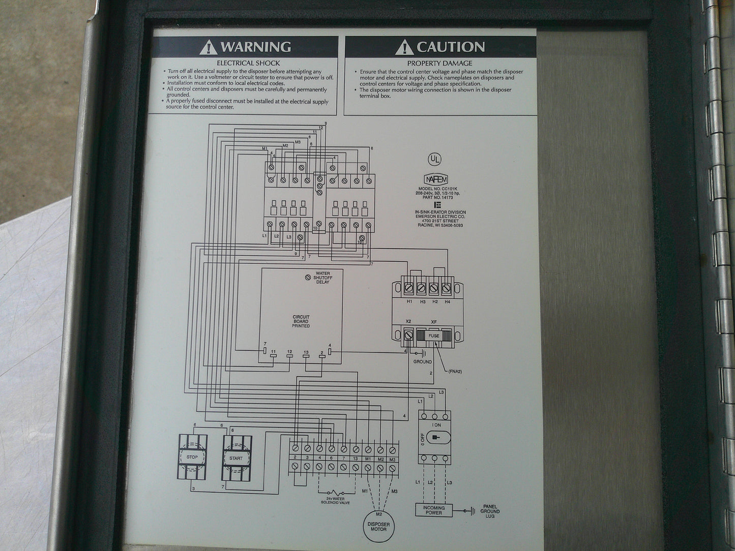 InSinkErator CC101K-3, Commercial Disposal Control Center, PARTS ONLY, #9393