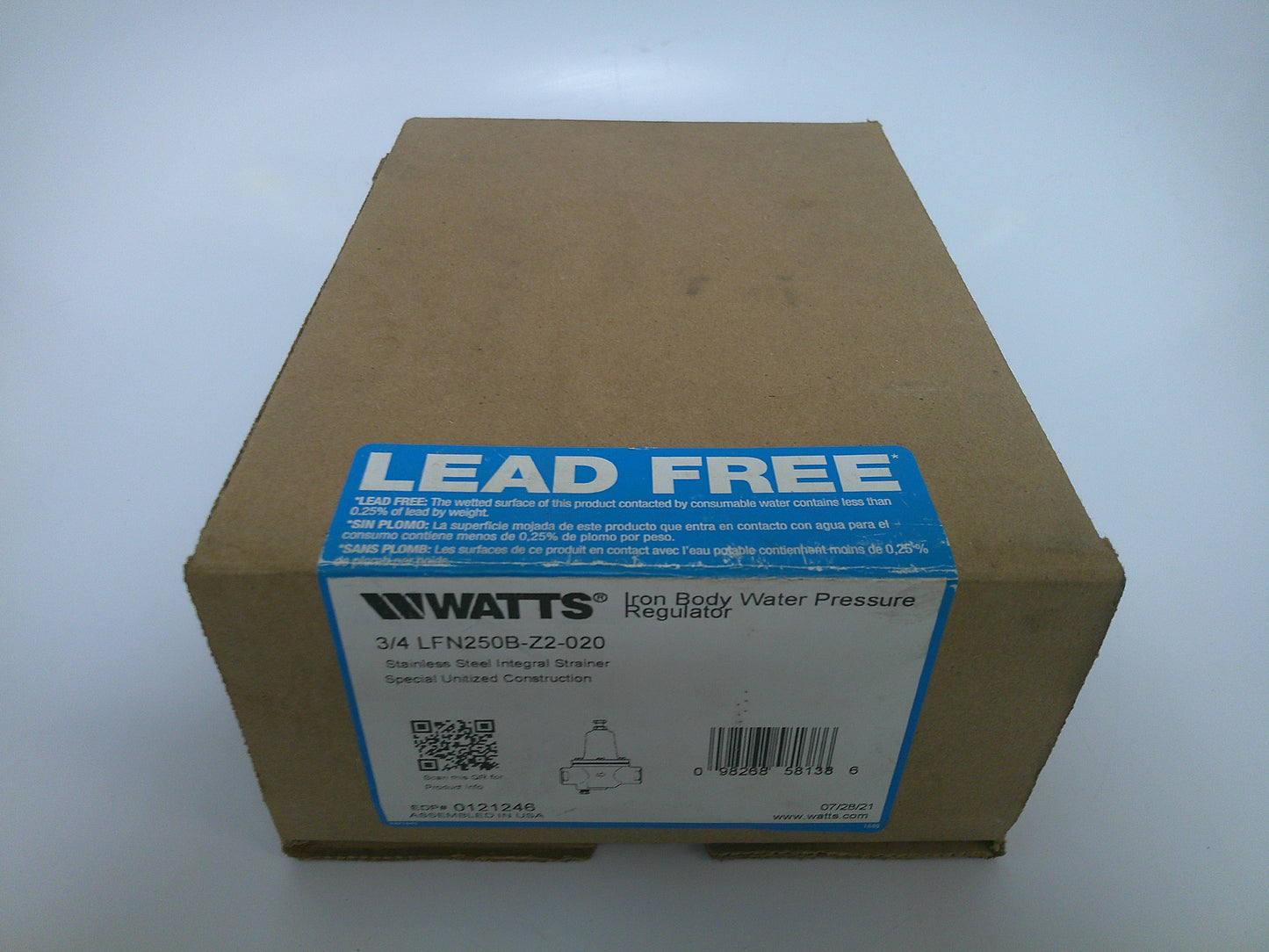 Watts LFN250B-Z2-020, Water Pressure Regulator, ¾", New-Old Stock, #9406