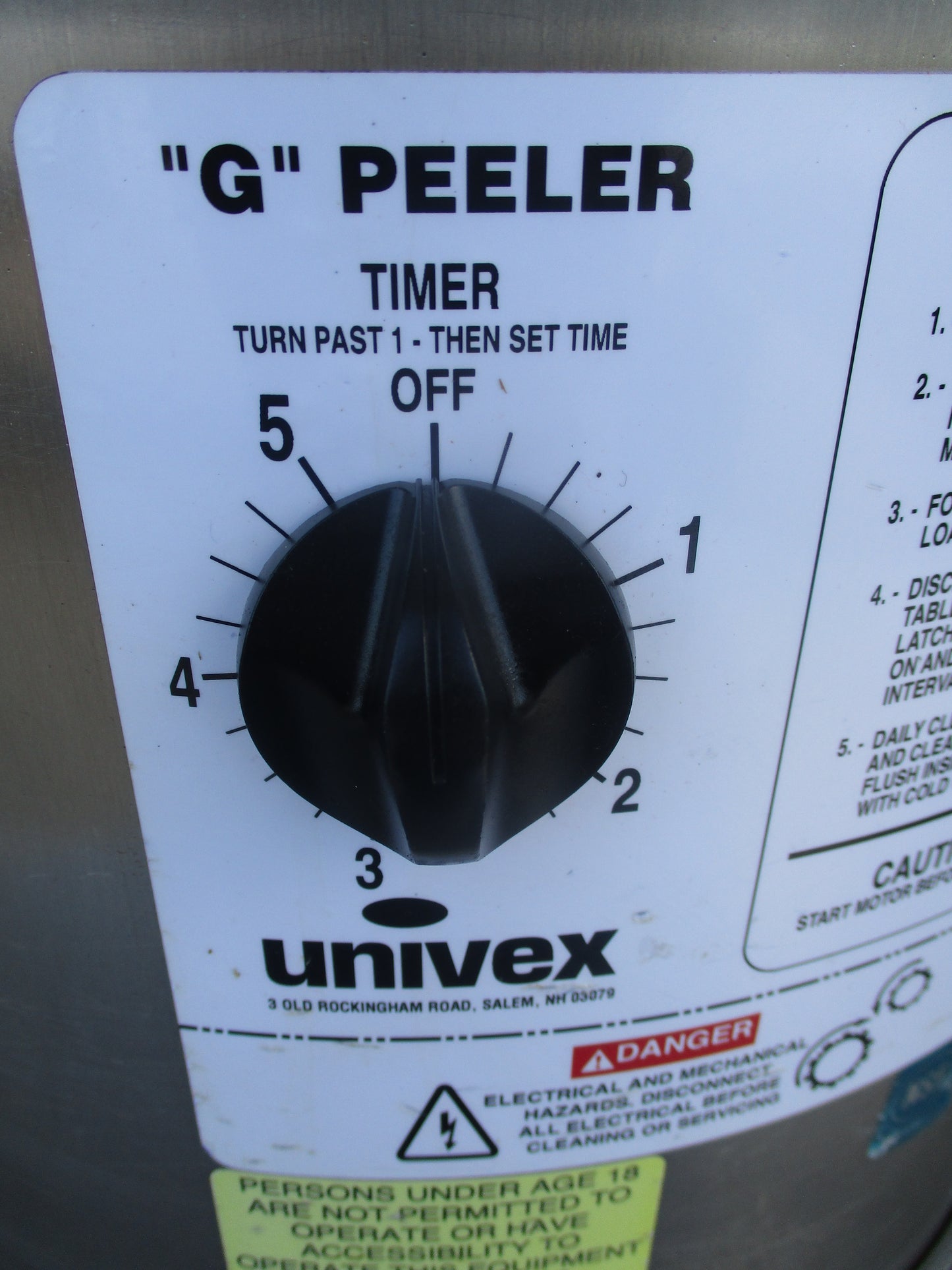 Univex G-PEELER, Commercial Vegetable Peeler, 20 lb. Capacity, TESTED, #8123