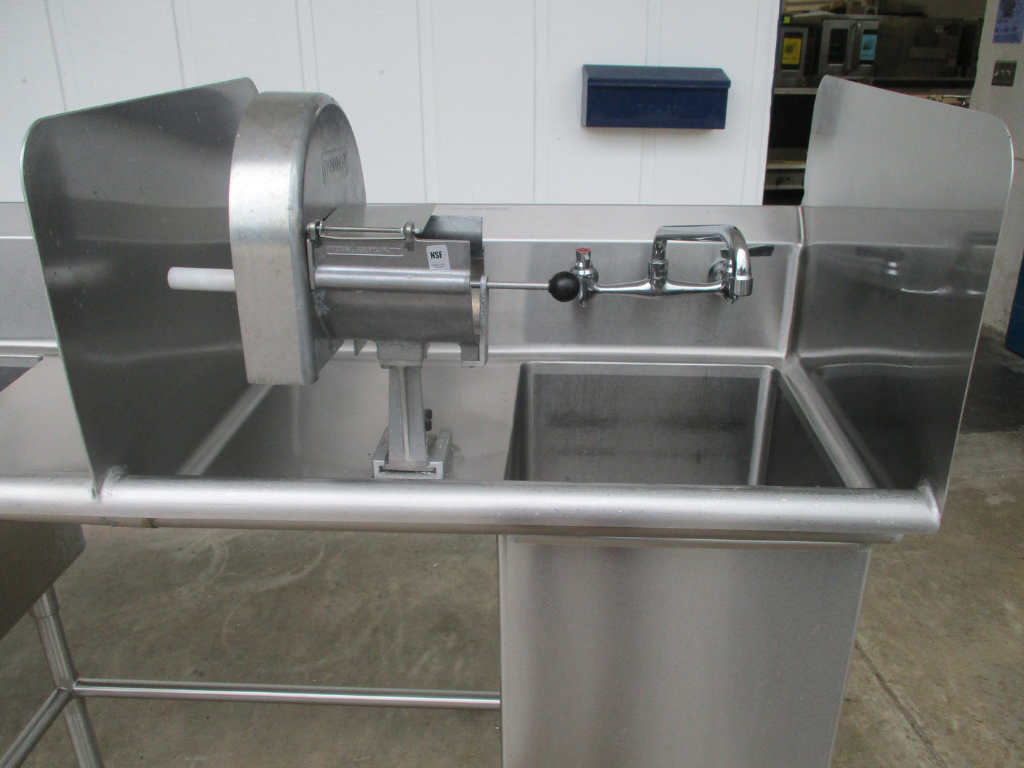 Stainless Steel Custom 3-Compartment Sink & Prep Station w/ Mounted Slicer #8874