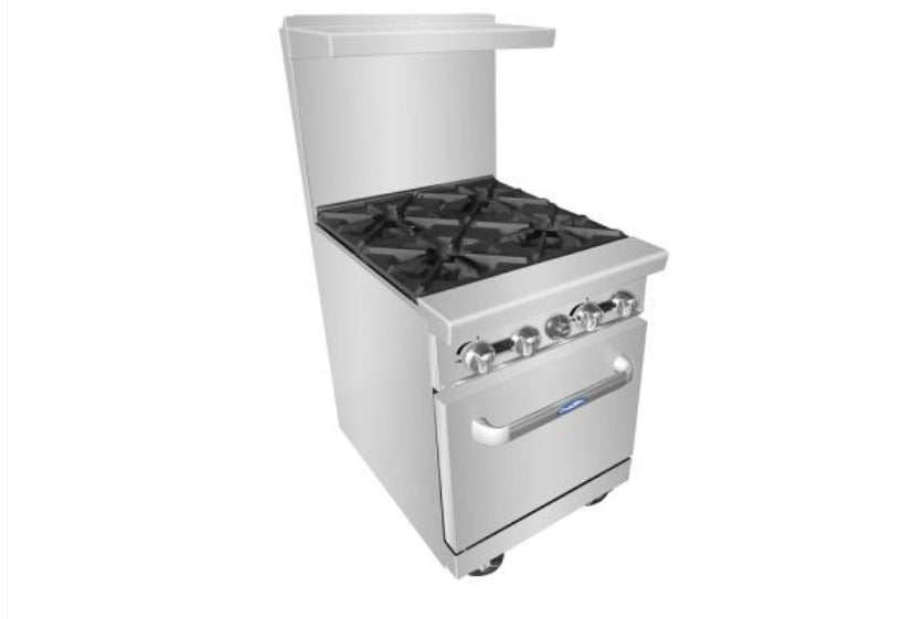 Cook Rite by Atosa AGR-4B, Stainless Steel Gas Range with Four Open Burners, NEW!