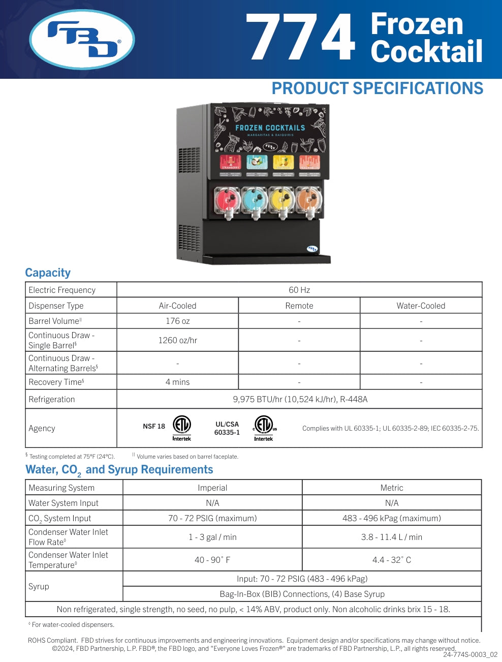 NEW OPEN BOX Frozen Beverage Dispenser 77X Series Model #774, #7767