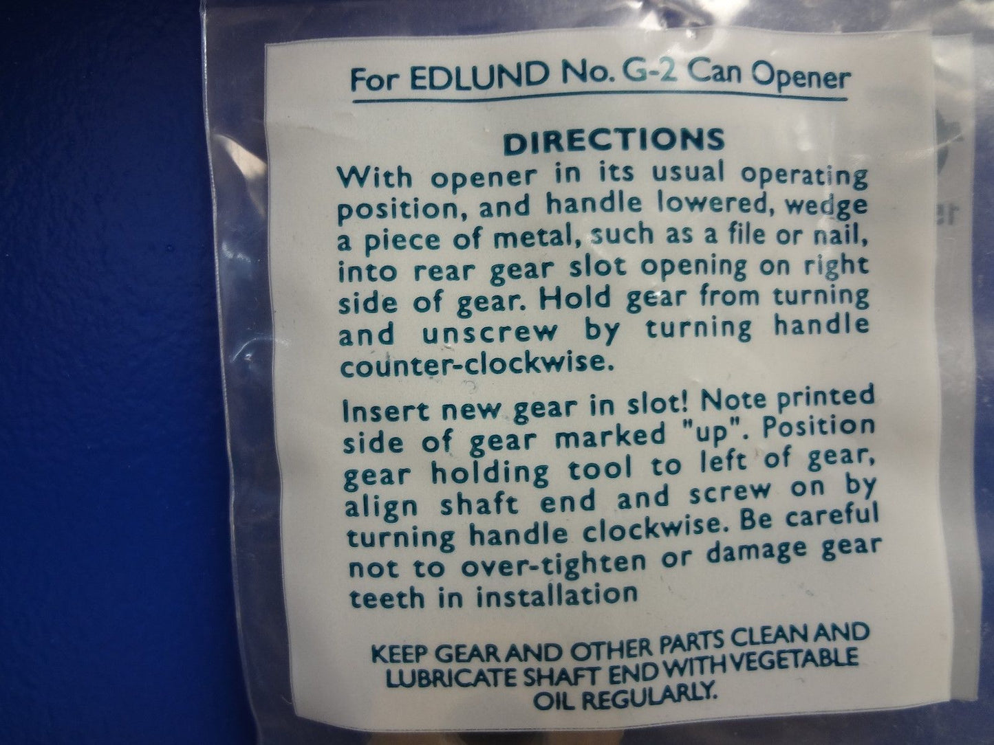 Edlund G011SP, Manual Can Opener Gear for G2 and SG-2, New-Old Stock, #922