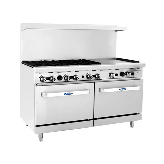 NEW ATOSA COOK RITE AGR-6B24GR 60’’ 6 BURNER, 24'' GRIDDLE GAS RANGE