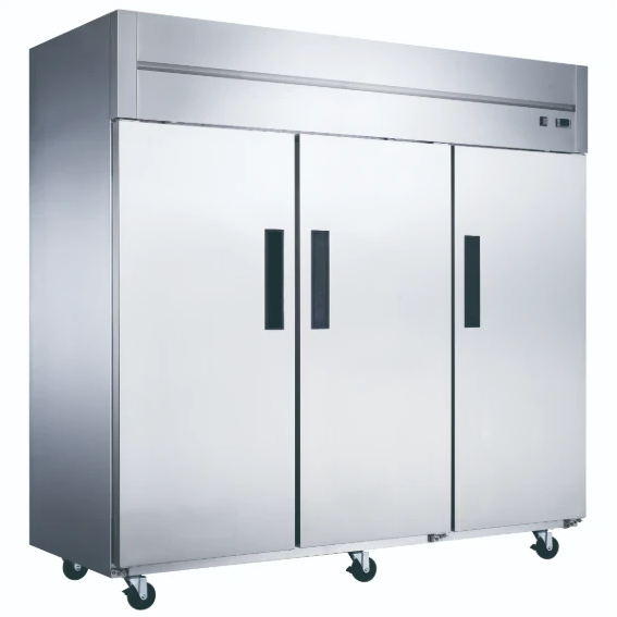 New Dukers D83AF Commercial 3-Door Top Mount Freezer in Stainless Steel