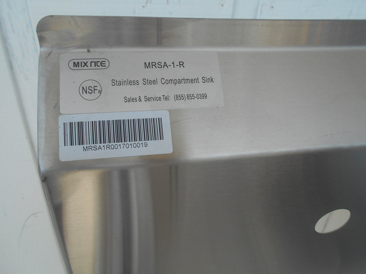 BRAND NEW! Atosa MRSA‑1‑R 39" 1 Compartment Stainless Steel Sink