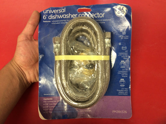 GE PM28X326, Universal 6' Dishwasher Connector w/Connection Kit, New-Old Stock, #3003