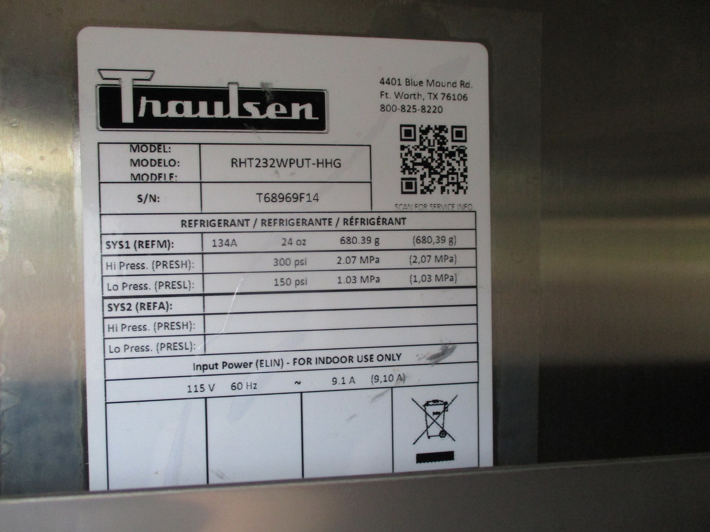 NEW Traulsen RHT232WPUT-HHG Stainless 2-Sec. Glass Pass-Thru Refrigerator, #7818