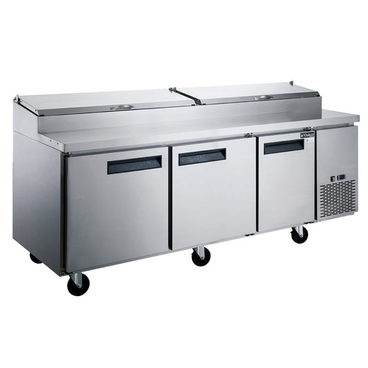 New! Dukers DPP90 Commercial 3-Door Pizza Prep Table Refrigerator